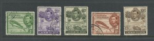 Cayman Islands KGVI 1943 values with new different perforations used