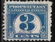 USA RB67, 3c Numeral Revenue, used, F-VF