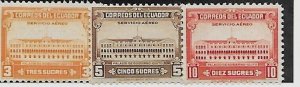 ECUADOR Sc C128-30 NH ISSUE of 1944 - PALACE