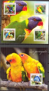 Niger 2014 Birds Parrots Sheet + S/S MNH