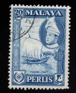 MALAYA  Perlis  Scott 35 Used Fishing Craft stamp