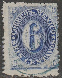 MEXICO 148a, 6¢ SMALL NUMERAL W/O OVERPRINTS. USED. F-VF. (1596)