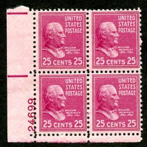 U.S. Scott  829 F MNH Plate Block of 4