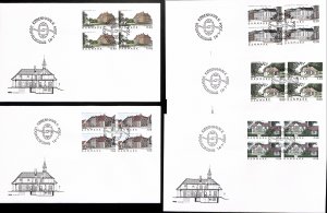 Denmark Danmark Scott 1267-1271 FDC block of 4,  Danish Houses,  Martin Morck