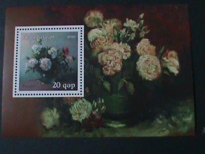 AZERBAYCAN-2010-  COLORFUL BEAUTIFUL LOVEYL PEONIES-MNH S/S VF LAST ONE