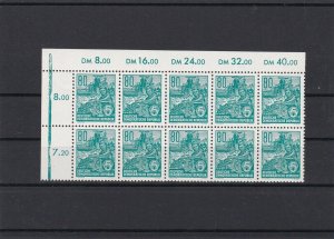 DDR 1953 Five Year Plan 80 PF Stamps Block Ref 27018