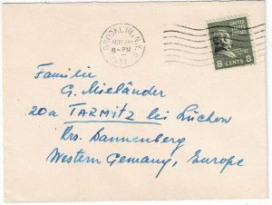 1954 Brooklyn, N.Y. cancel on surface rate cover to Germany, 8c Prexie