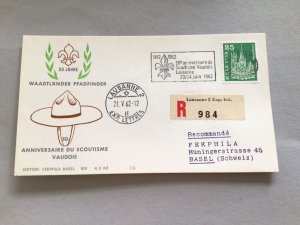 Scouts 50 year Anniversary Lausanne registered 1962 postal card cover 66210