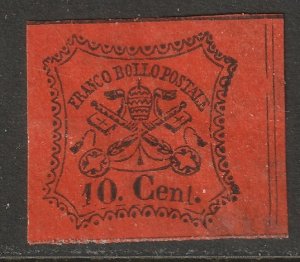 Italy Roman States 1867 Sc 15 MNG glazed paper