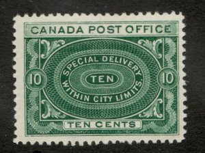 #E1 - 1898 Canada Special Delivery 10 cent  - F/VF - MH - Superfleas  - cv $156