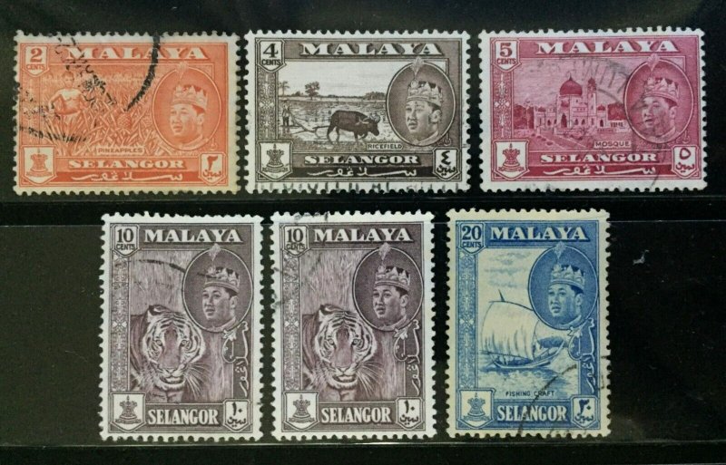 MALAYA 1961 SELANGOR Sultan Salahuddin Abdul Aziz 6V Definitive Used M4689