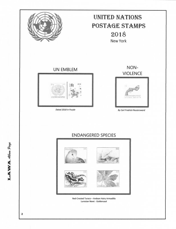 2018 UNITED NATIONS  ISSUES SUPPLEMENT – LAWA Album Pages