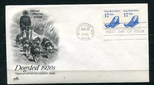 USA First Day Cover Dogsled 1920sTransportation Series u1927hs