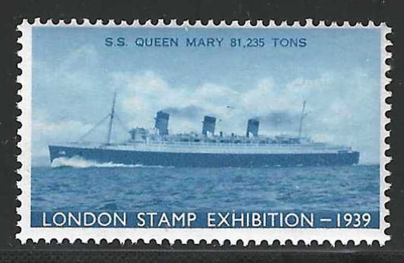 S.S. Queen Mary, 1939 London Stamp Exhibition, Great Britain, Poster Stamp