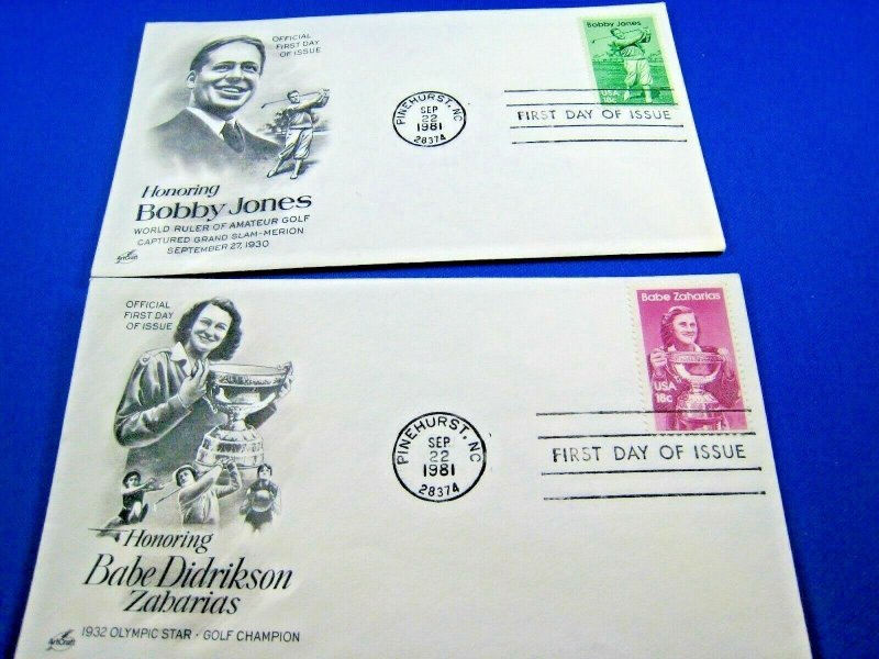 U.S. FIRST DAY COVER SETS - LOT of 2 -1981 -  GOLF CHAMPIONS     (FDC-17x)