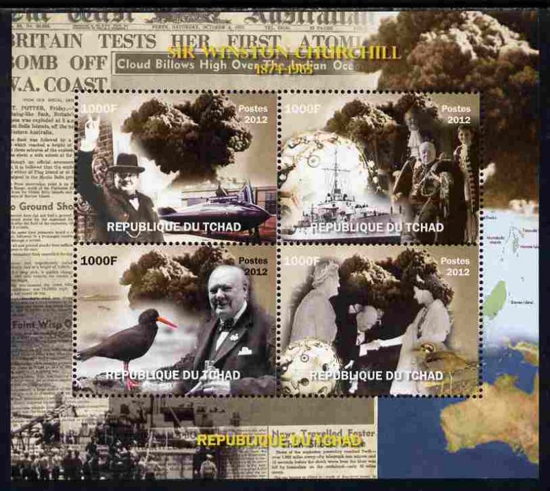 CHAD - 2012 - Winston Churchill - Perf 4v Sheet - Mint Never Hinged