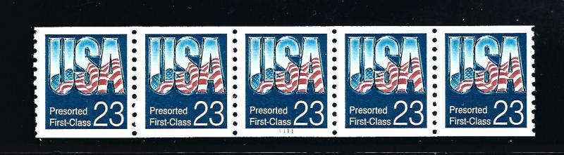 2607, P# 1111, SG,  PLATE # STRIP of FIVE, MINT NH, SHIP $1.00