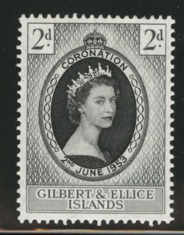 Gilbert & Ellice Islands Scott  60 MH*1953 QE2 Coronation 