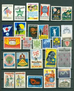 Denmark. Poster Stamp, Lot 29 Diff. 1920-2000. Business,Industry,Defence,Health.