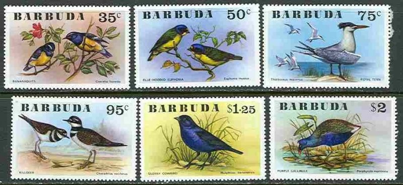 Barbuda # 238-43  Birds    (6)  Mint NH