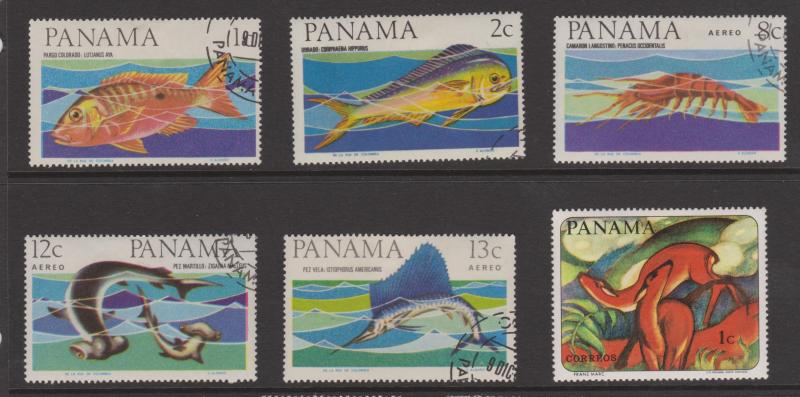 Panama Fish and Animal Painting Mint and CTO x 6