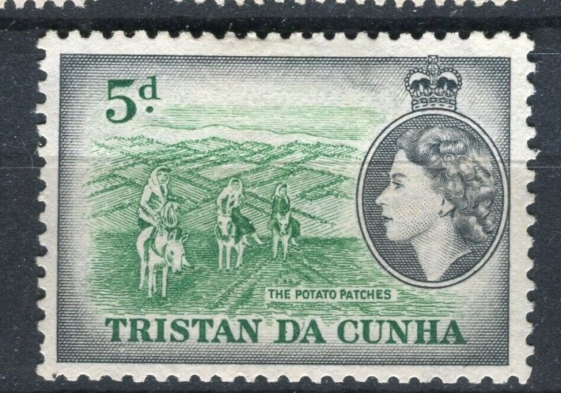 TRISTAN DA CUNHA; 1950s early QEII Pictorial issue fine Mint hinged 5d. value