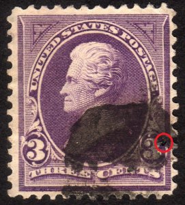 1895, US 3c, Jackson, Used, hole at right, Sc 268