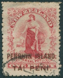 Penrhyn Island 1902 1d carmine Brown overprint SG5 used
