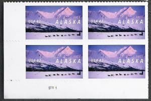 United States #4374 Alaska Statehood 50th Anniversary MNH blk of 4 plate #S11111