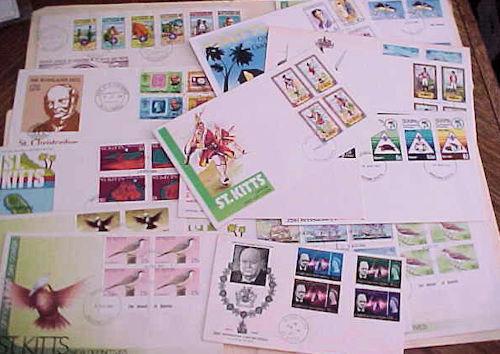 ST. KITTS  16 DIFF. FDC 1966 CHURCHILL/1983 CACHET UNADDRESSED