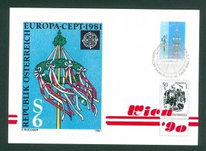 Aland. Card 1990.  Wien 90. 1.50 Mk. Pole. Scott # 9 A.