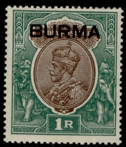 BURMA SG13, 1r chocolate and green, LH MINT. Cat £70.