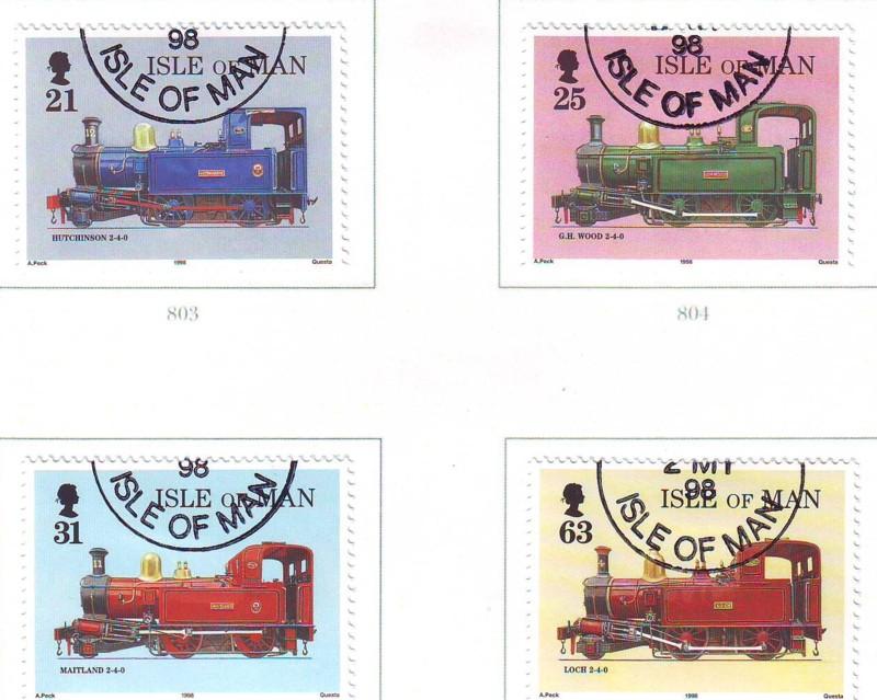 Isle of Man Sc 781-4 1998 Steam Railway stamp set used