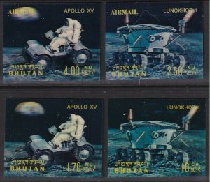 Sc# 127 / 127A-C Bhutan 3D Conquest of Space 1971 complete set MNH CV $11.25