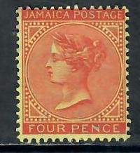 JAMAICA 1905 4d MINT , BACK OF STAMPS HAS SOME GUM MISSING SEE PHOTO