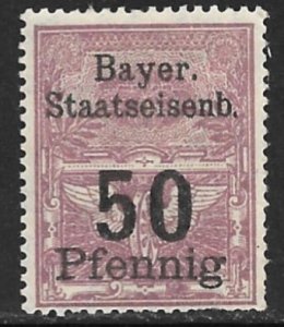 BAVARIA REVENUES 1920 50pf Bavarian State Railways Stamp MH