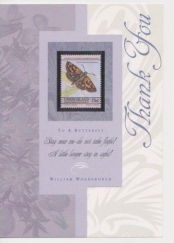 Thank You Card Featuring Union Island Butterfly Stamp