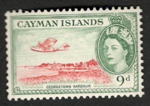 1953 Cayman Islands  Sc #144 - QEII Airplane Georgetown Harbour - MH stamp Cv$9