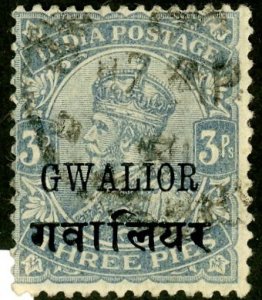 India- Convention States, Gwallior, Scott #74, Used