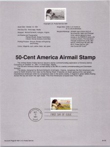 USPS SOUVENIR PAGE 50-CENT AMERICAN AIRMAIL STAMP (THE FIRST AMERICANS) 1991