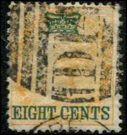 Straits Settlements SC# 6 Victoria 8c on 2a used postal cancel