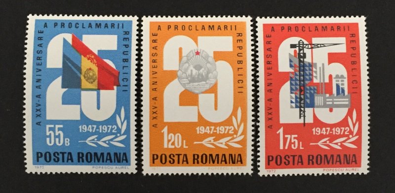 Romania 1972 #2396-8, 25th Anniversary, MNH.