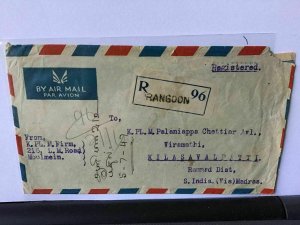 Burma 1947 Rangoon via madras to Kilasevalpatti India stamps cover Ref R28051