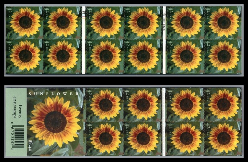 US Stamps Scott 4347a SUNFLOWER  Booklet PANE of 20. MNH