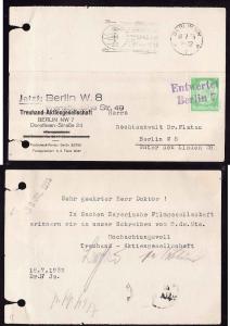  #7767 -  Germany - July 18 1933 card with 2 line Entwerte!