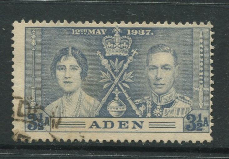 ADEN - Scott 15 - Coronation Issue - 1937- Used - Single 3.1/2a Stamp