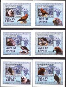 {140} Mozambique 2007 Birds of Prey 6 S/S Deluxe MNH**