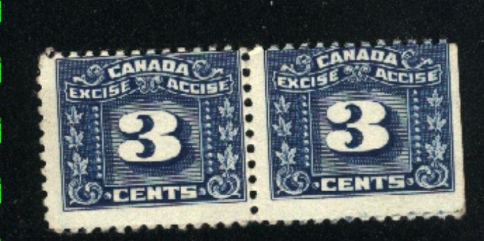 Canada 3 cent excise   pair    Mint NH  PD