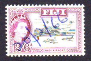 Fiji 1961 Sc#170 SG#307 2/6 Blk/Purple Nadi Airport & QEII Head USED-Good-NH.