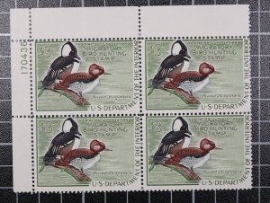 Scott RW35 1968 $3.00 Duck Stamp MNH Plate Block UL 170436 SCV - $300.00